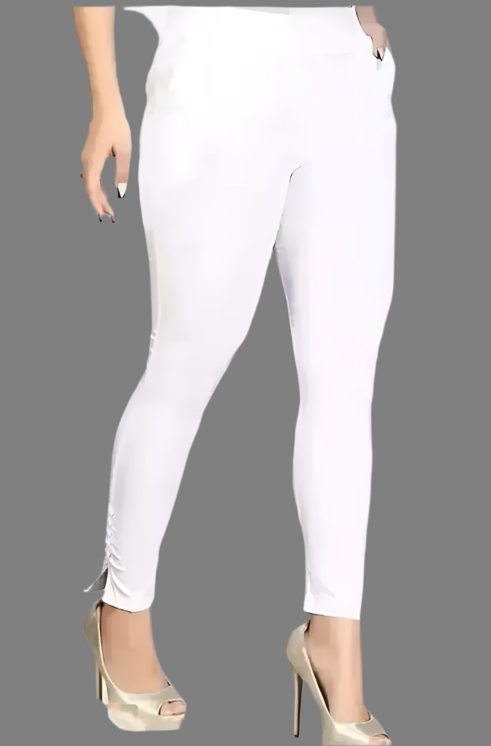 Fabulous White Cotton Solid Leggings For Women
Size:26, 28, 30,32, 34,36, 38, 40, 42
Color: White
Fabric:  Cotton
Type:  Leggings
Style:  Solid Fabulous
Protec: Legs
Looks : Glamup
Use Verstile
Leggings close fitting trousers usually made out of a stretchy fabric. Leggings are an outer covering and strong material often in the form of trousers that you wear to glamup your leg looks. 
These Fabulous Pink Cotton Solid Leggings For Women are made of high-quality cotton for maximum comfo